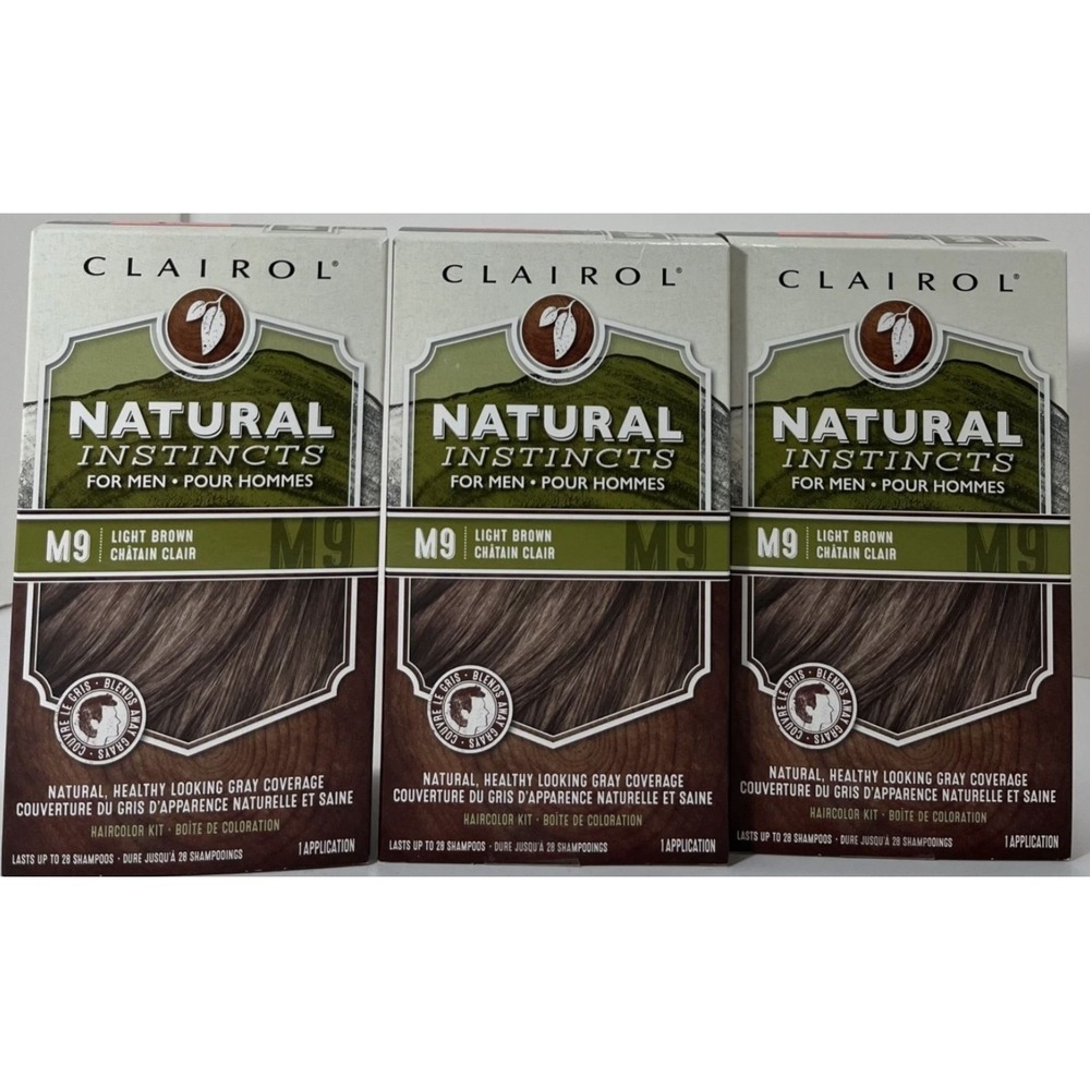 3X Clairol Natural Instincts M9 LIGHT BROWN For Men Hair Color DISCONTINUED